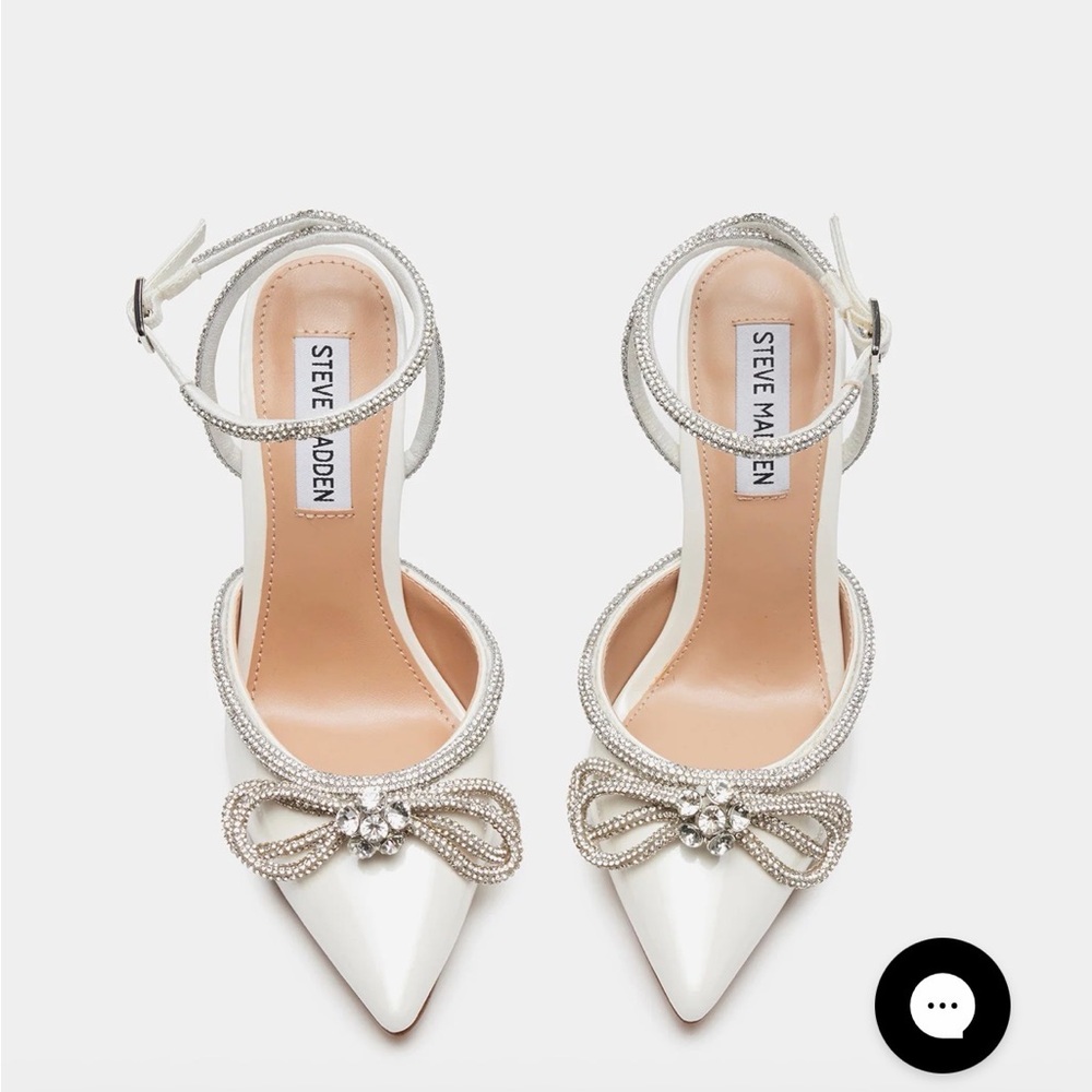 Steve Madden White and Silver Embellished Heels